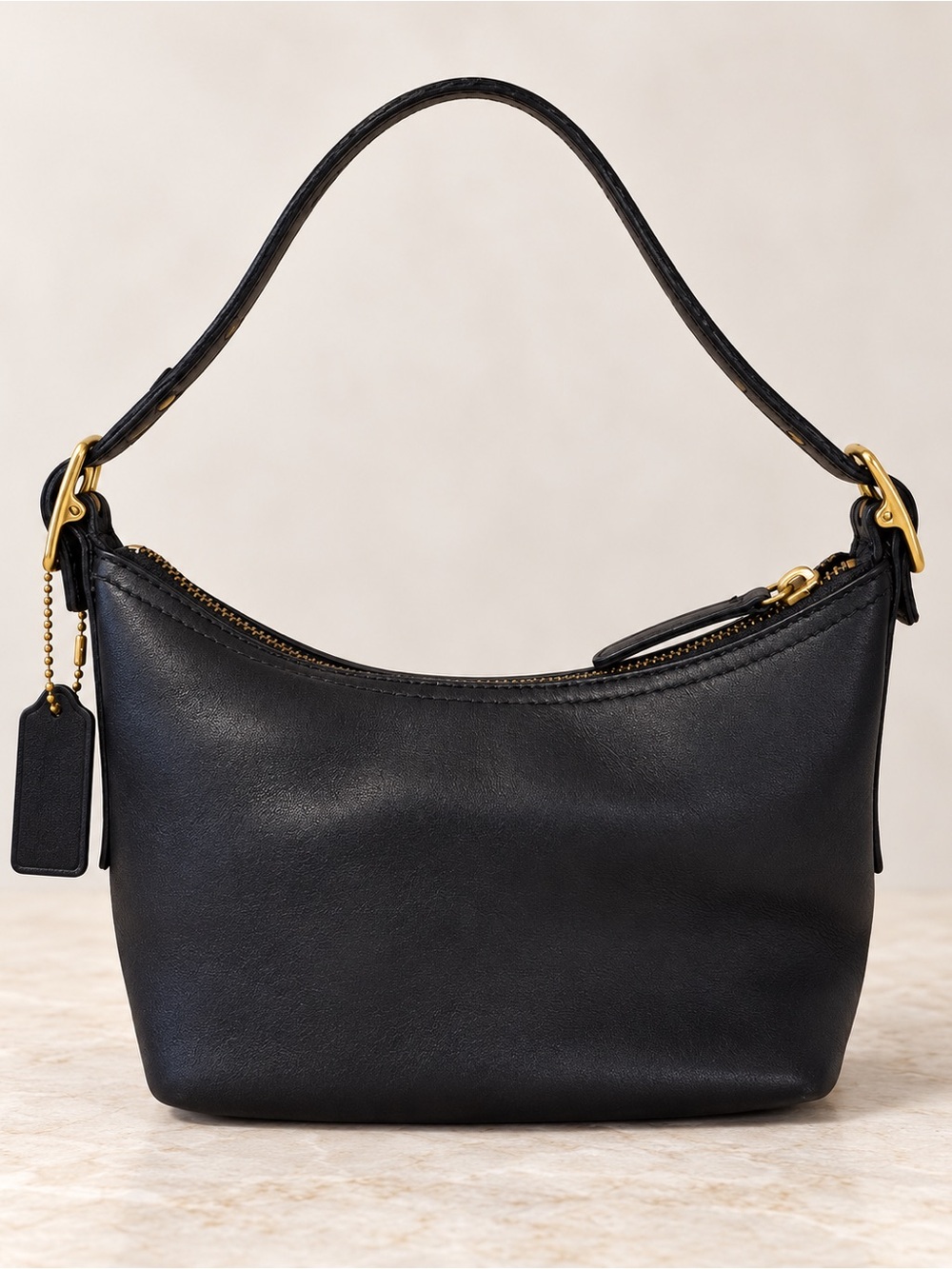 Vintage Coach 9844 Black Leather Mini Hobo Shoulder Bag Y2K 2001